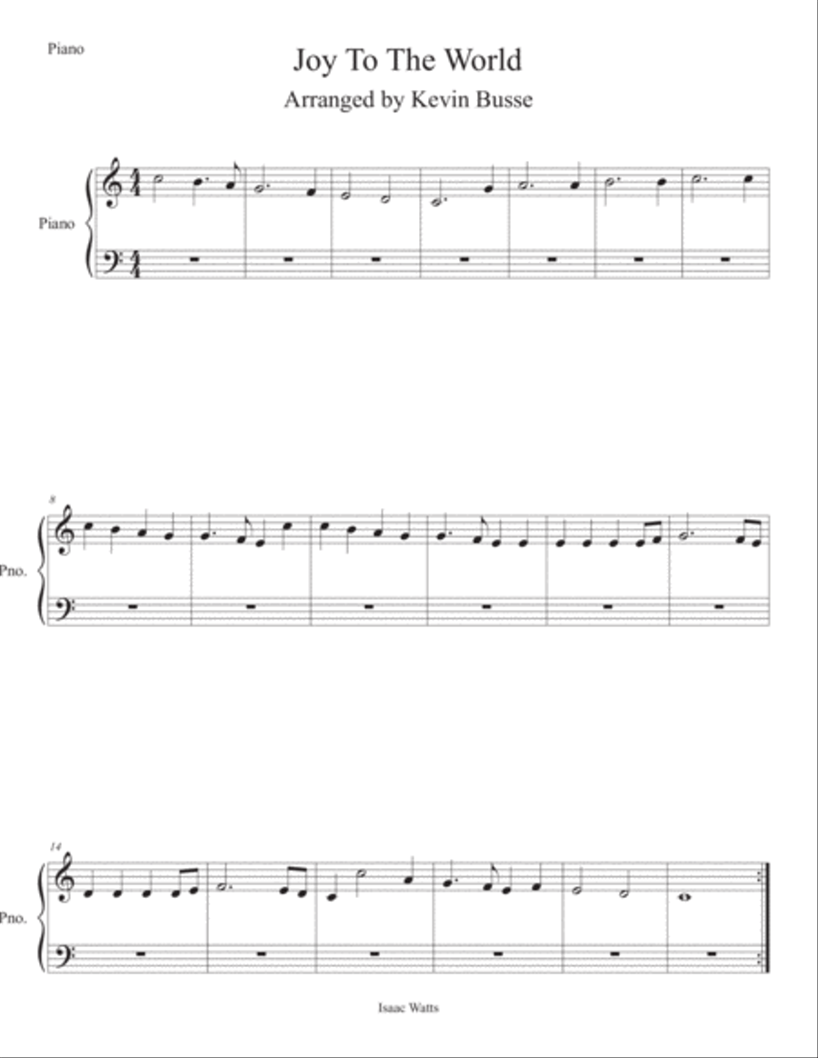 Joy To The World (Easy key of C) Piano Easy Piano scores gallery preview page 1