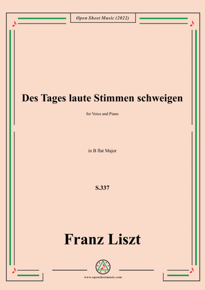 Liszt-Des Tages laute Stimmen schweigen,S.337,in B flat Major