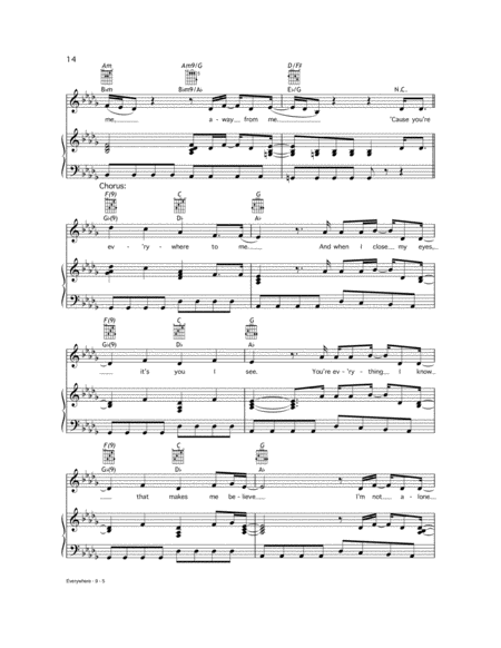 Everywhere" Sheet Music by Michelle Branch for Piano/Vocal/Chords -  Sheet Music Now