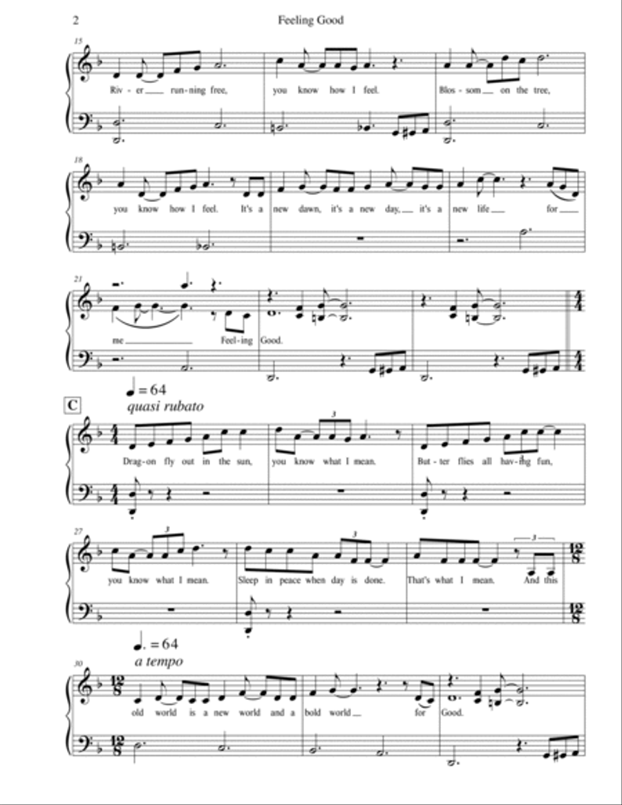 Feeling Good Feeling Good Piano Solo scores gallery preview page 2