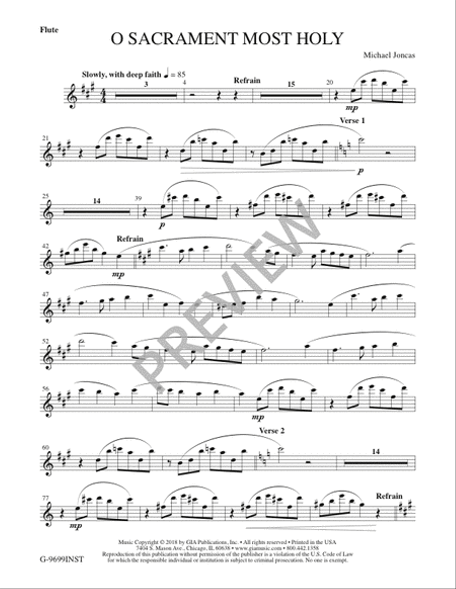 O Sacrament Most Holy - Instrument edition Flute scores gallery preview page 2