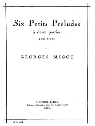 Six Petits Prelude a Deux Parties por Orgue