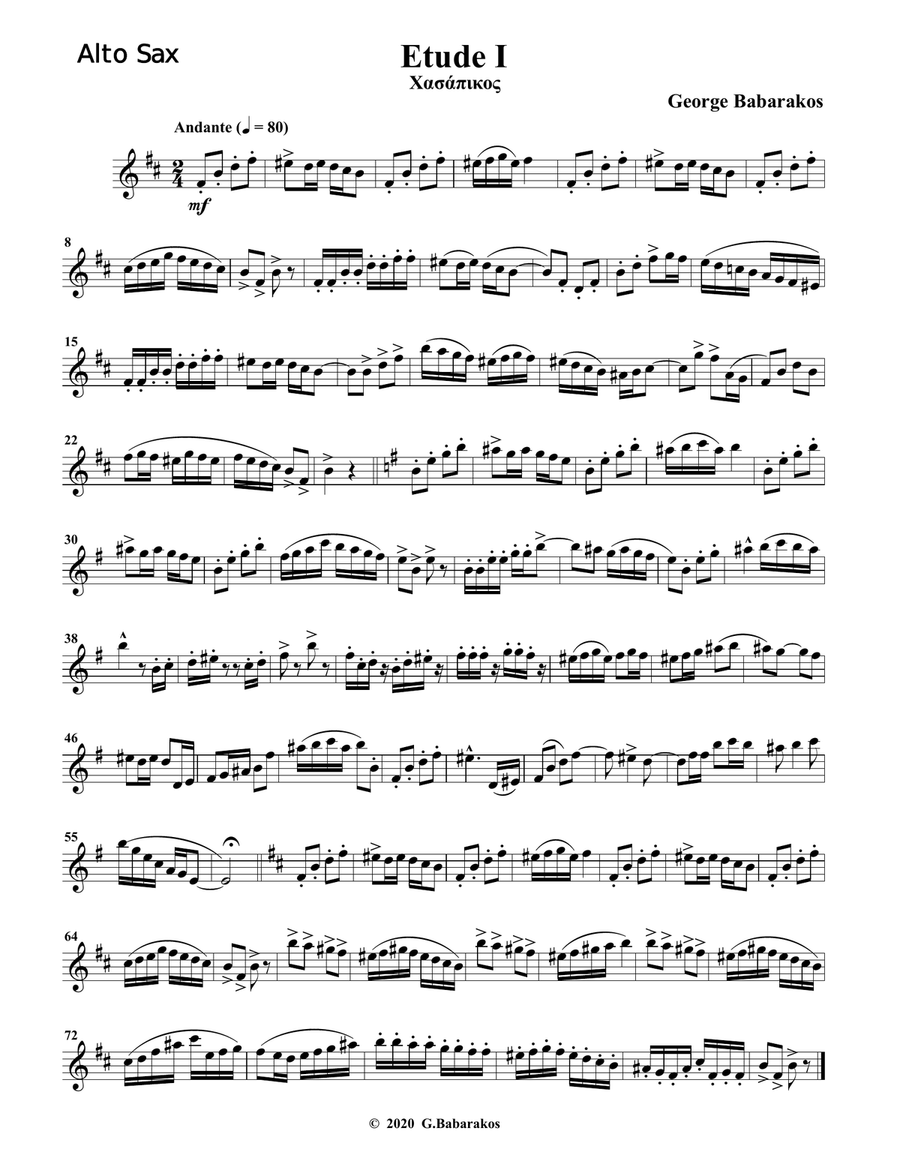 20 Etudes for Alto Sax Based on Greek Traditional Melodies Alto Saxophone scores gallery preview page 3