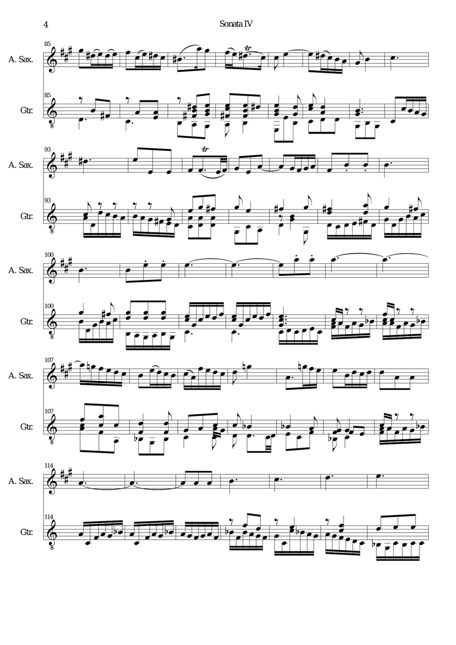 Sonata in C (No IV) for alto saxophone and guitar Alto Saxophone scores gallery preview page 4