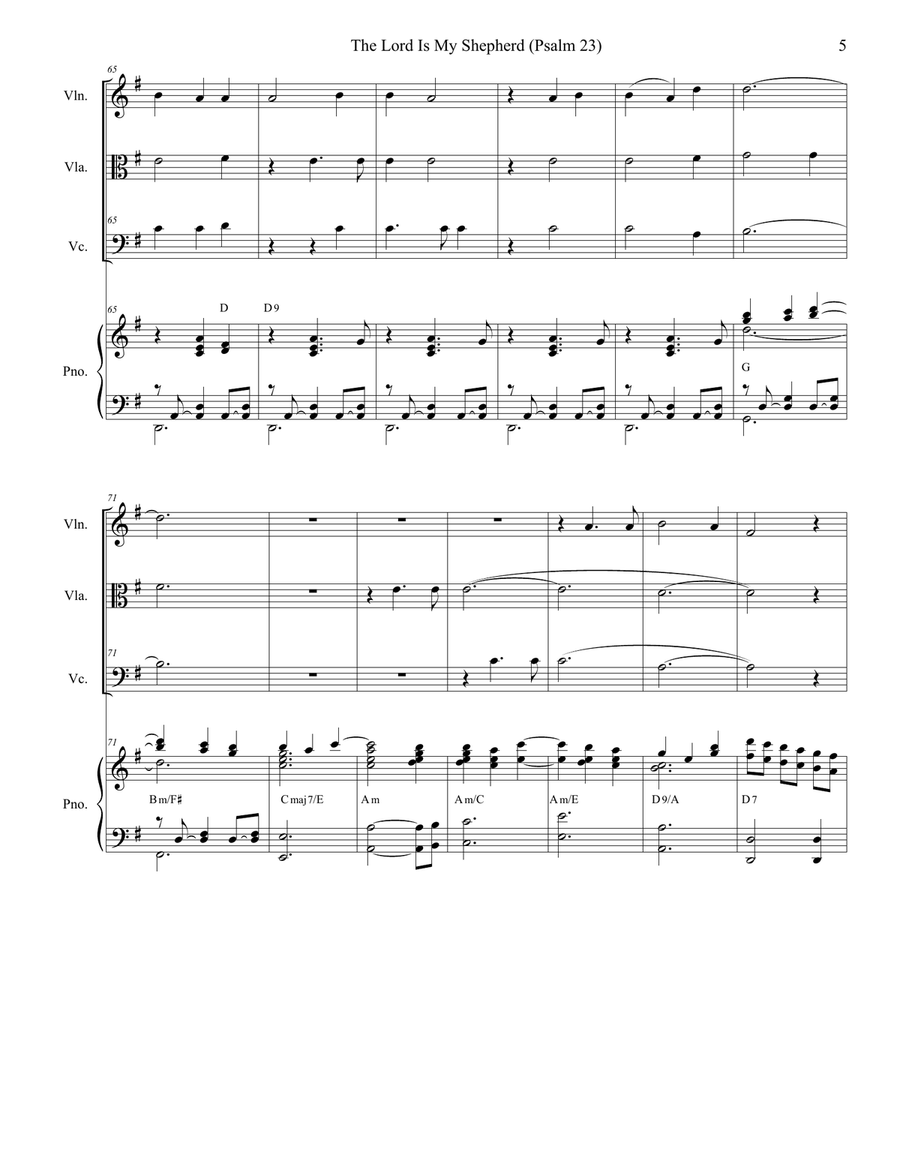 Psalm 23 (theme From The Vicar Of Dibley) String Quartet scores gallery preview page 5