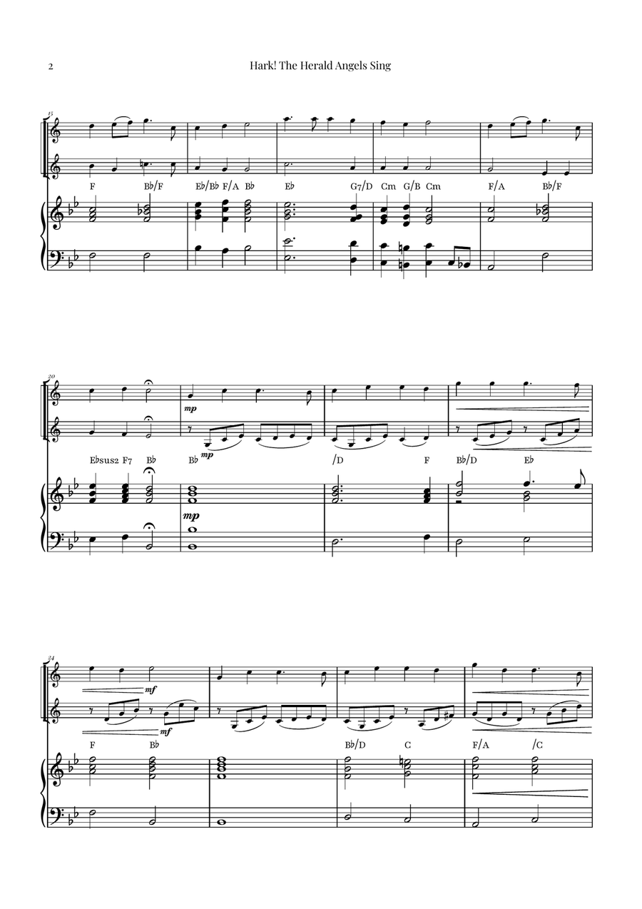 Hark! The Herald Angels Sing - Christmas Carol Duet Trumpet Duet scores gallery preview page 2