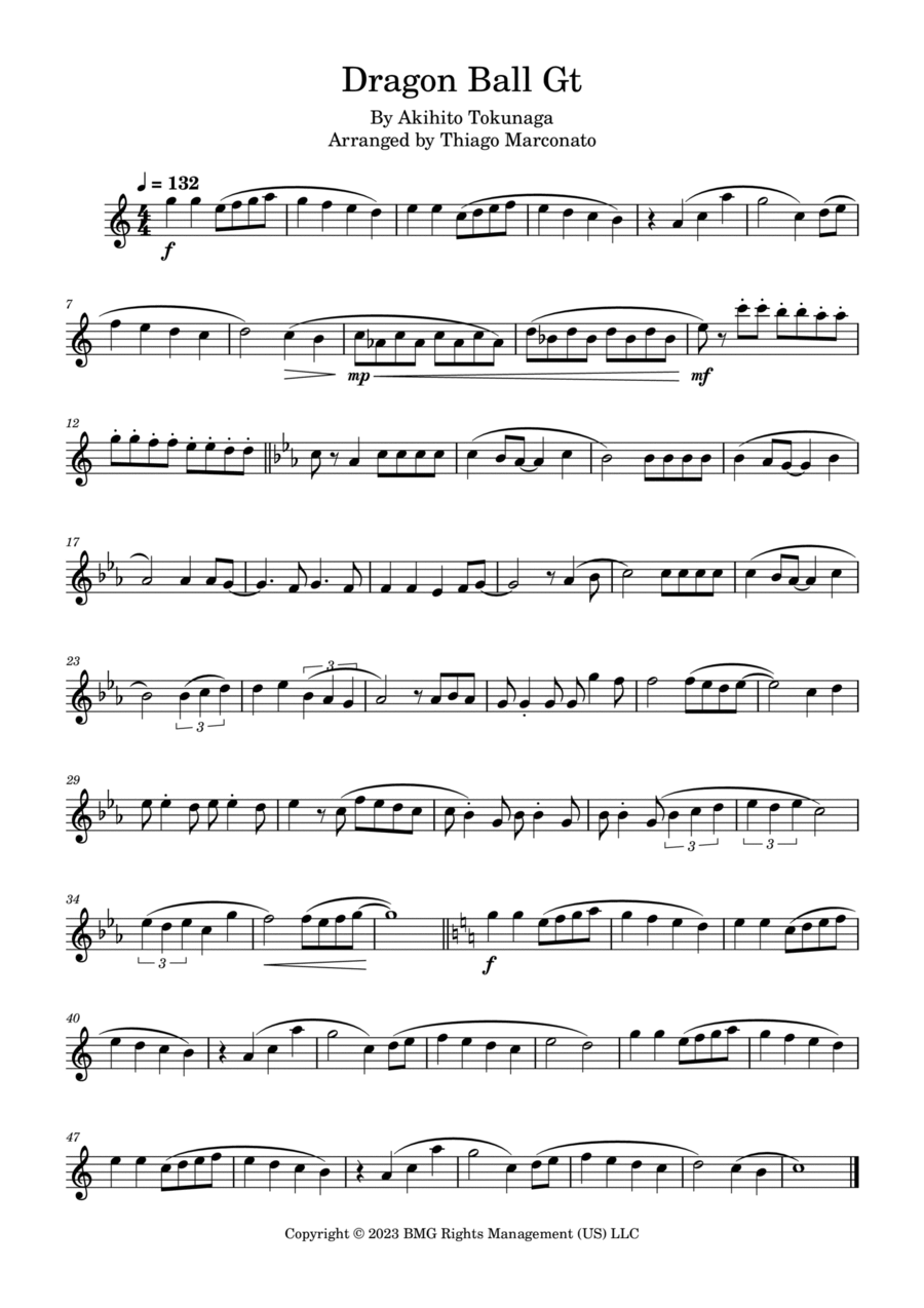 Dragon Ball Gt Flute Solo scores gallery preview page 1
