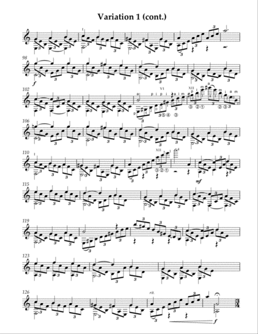 Theme and Variations on Greensleeves Classical Guitar scores gallery preview page 4