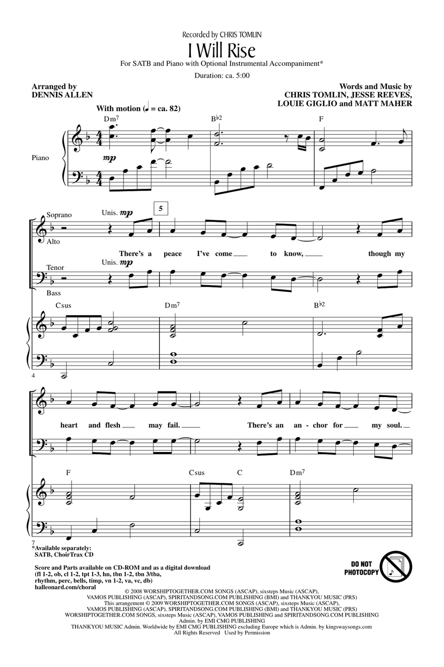 I Will Rise 4-Part scores gallery preview page 1