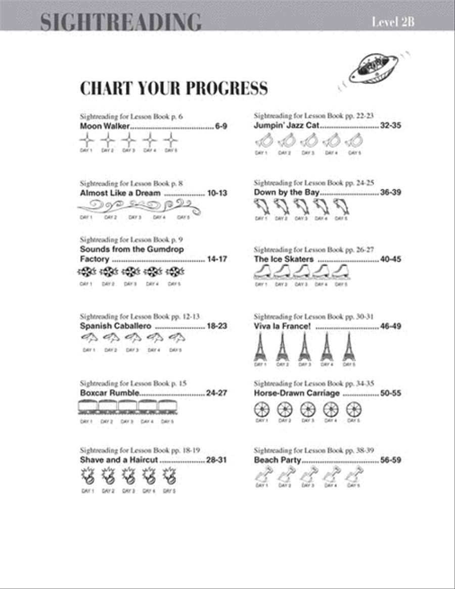 Level 2B – Sightreading Book Piano Method scores gallery preview page 2