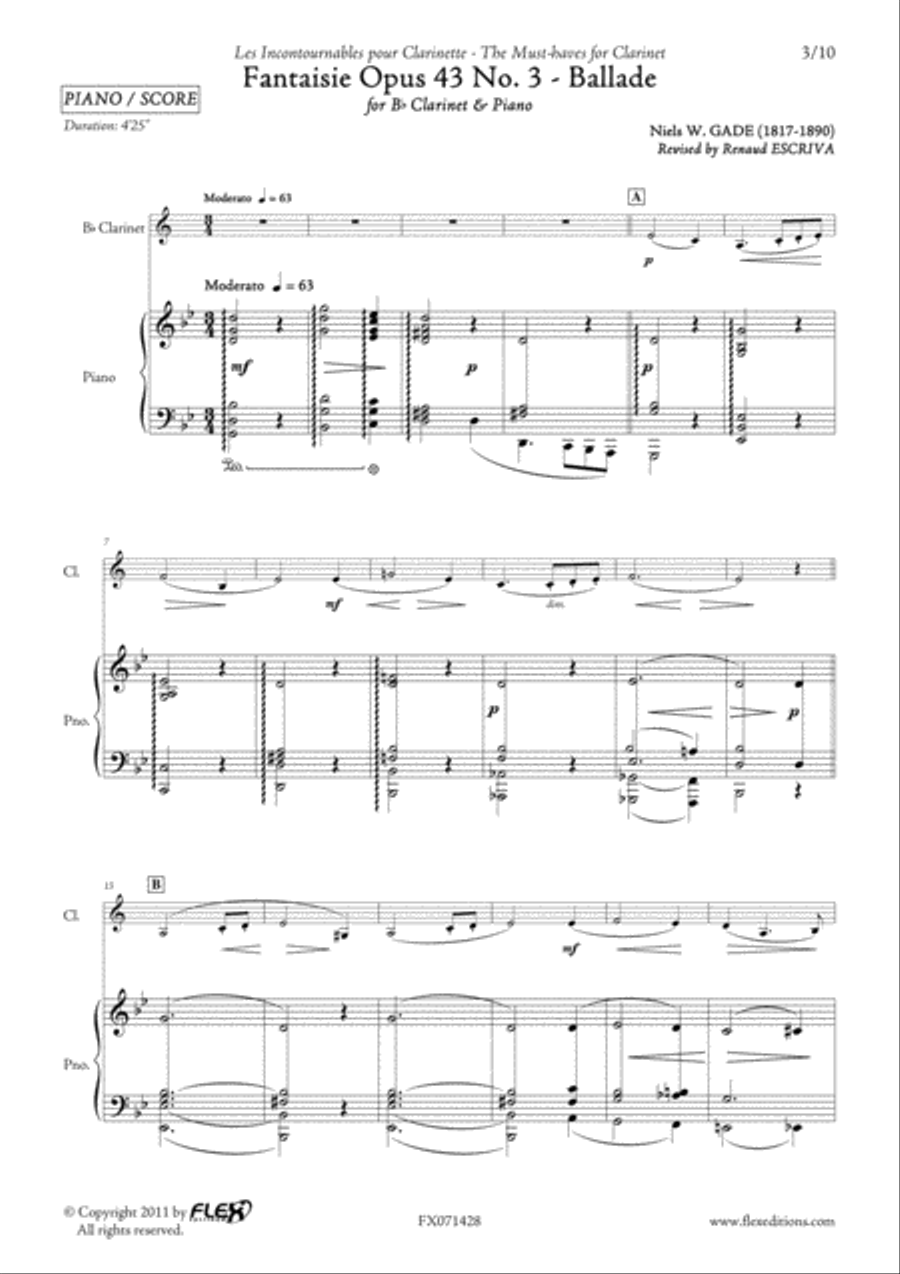 Fantaisie Opus 43 No. 3 B-Flat Clarinet scores gallery preview page 3