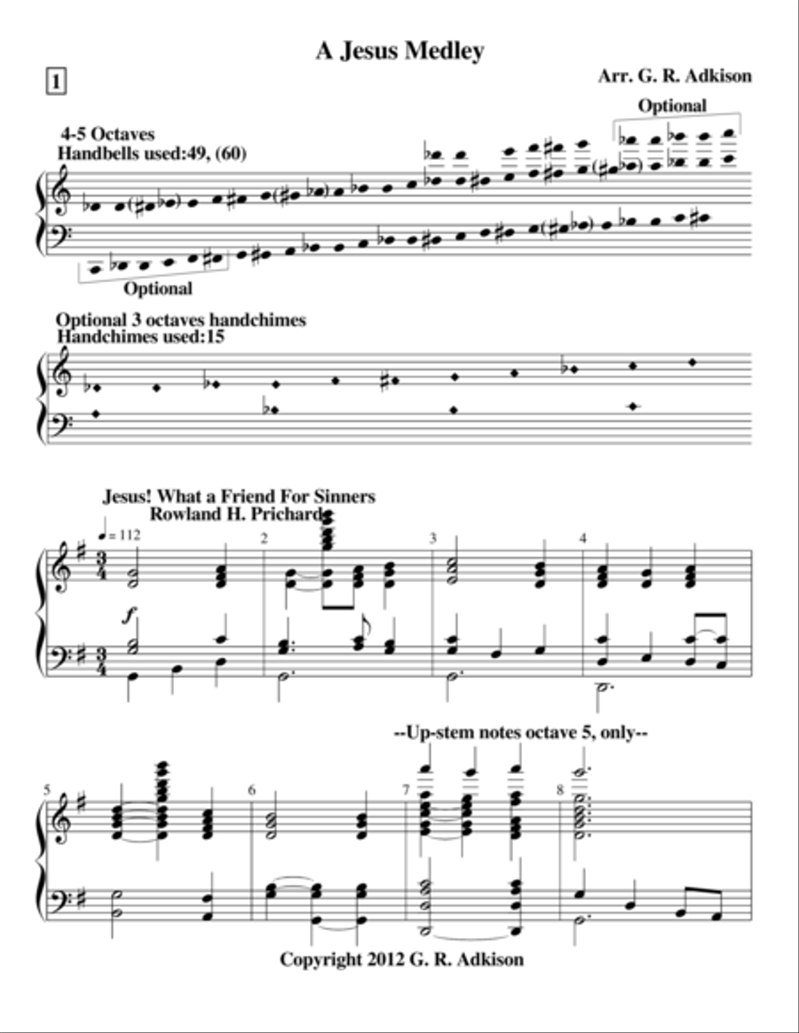 A Jesus Medley Handbell Choir scores gallery preview page 1