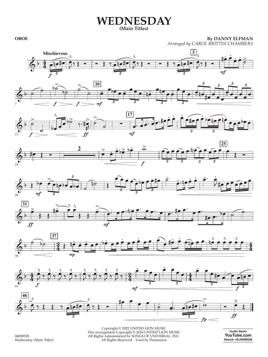 Wednesday (arr. Carol Brittin Chambers) - Oboe Concert Band scores gallery preview page 1