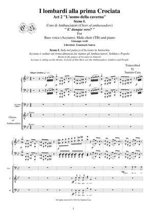 Verdi "I Lombardi alla prima Crociara"(Act2-I) E' dunque vero-Bass voice, Male choir(TB) and piano