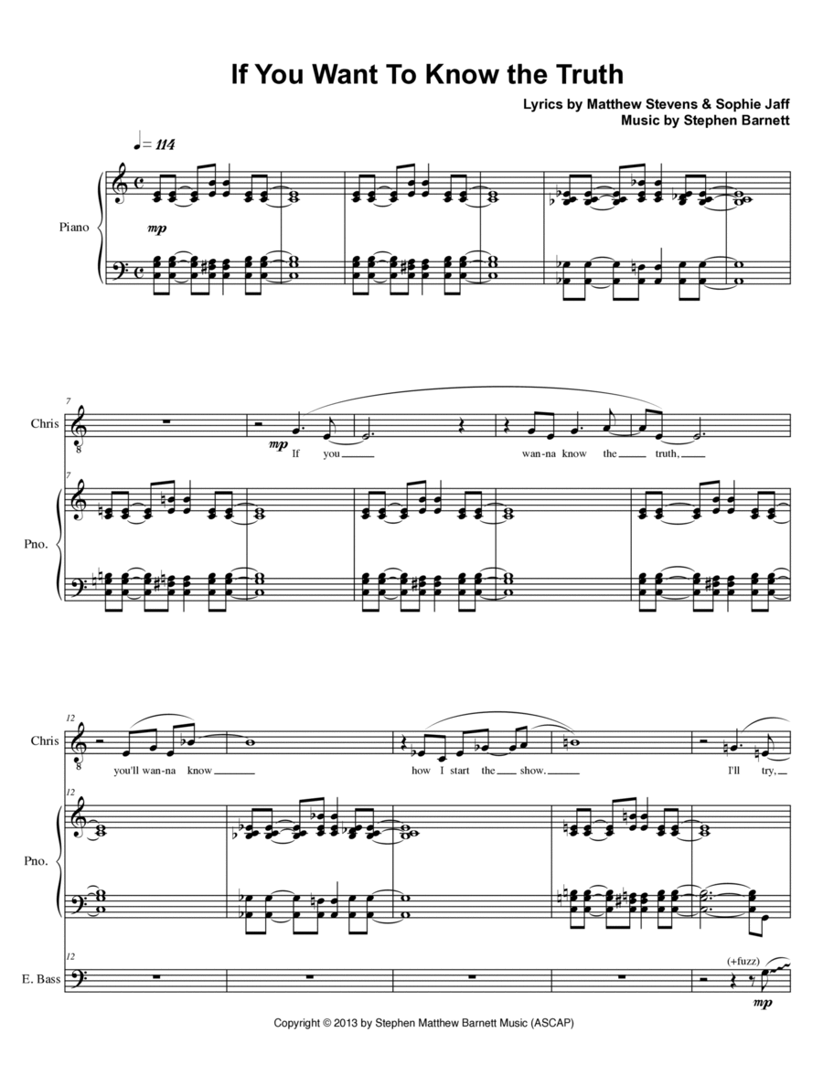 If You Want To Know the Truth Piano, Vocal, Guitar scores gallery preview page 1