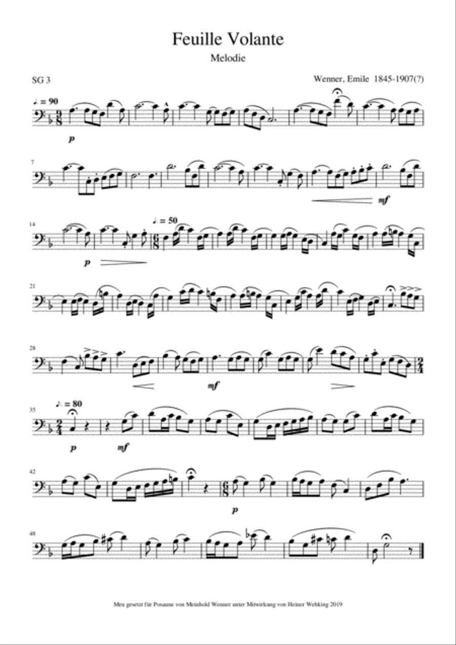 5 Solo Pieces for Trombone Posaune from Wenner, Wieniafski, Zapf, Zelter Trombone Solo Posaune Soli Trombone Solo scores gallery preview page 4