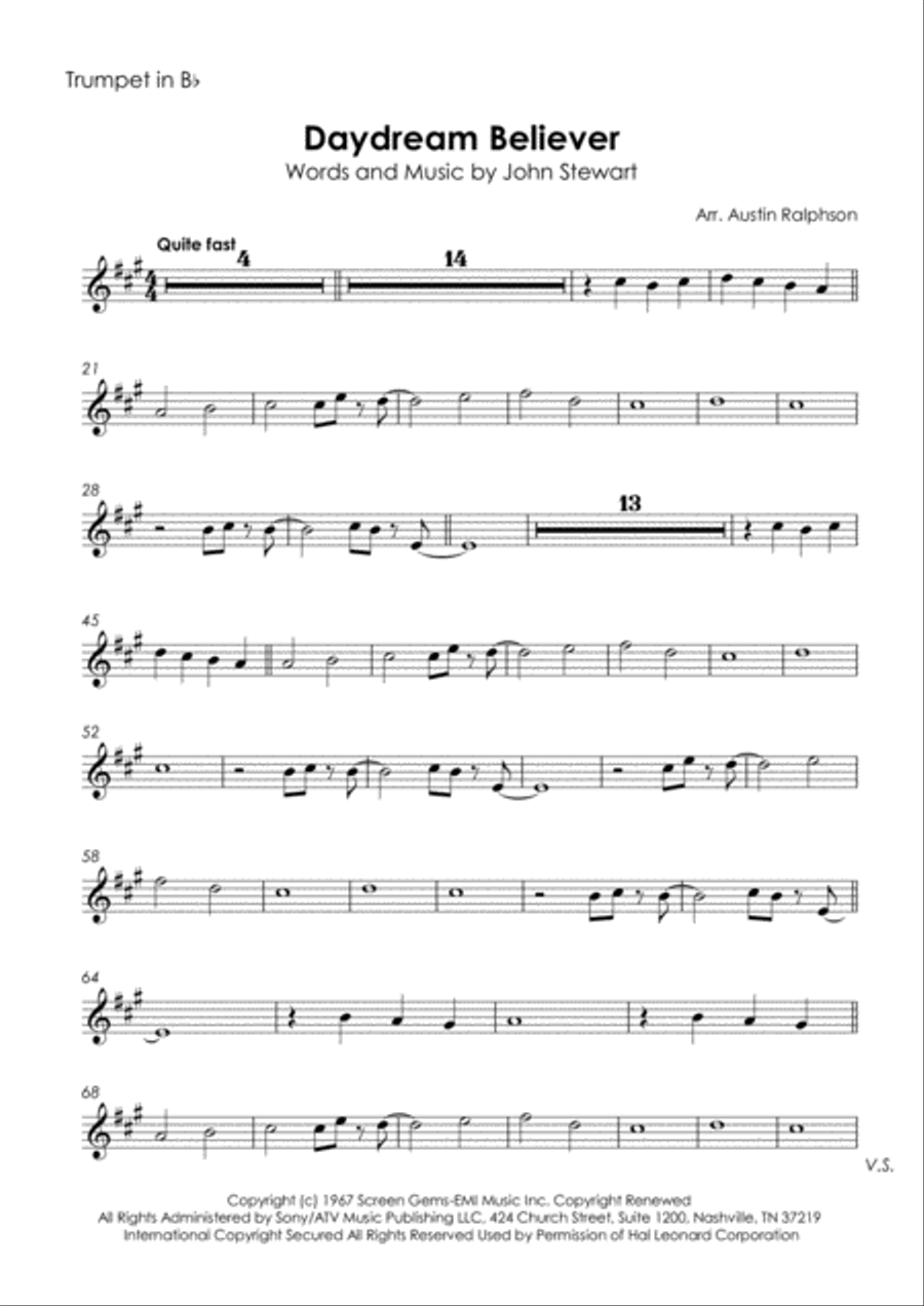 Daydream Believer Tenor Saxophone scores gallery preview page 3
