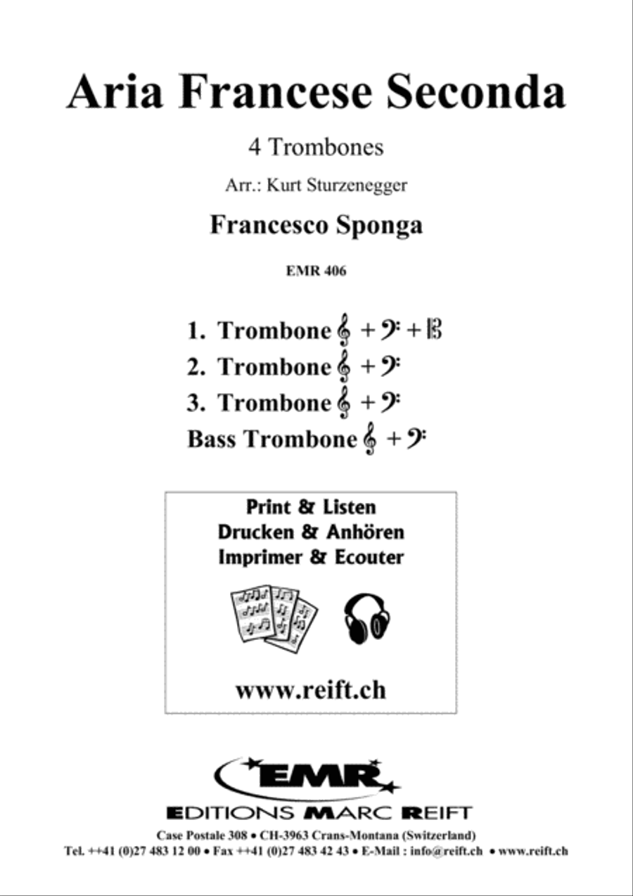 Aria Francese Seconda Trombone Quartet scores gallery preview page 2