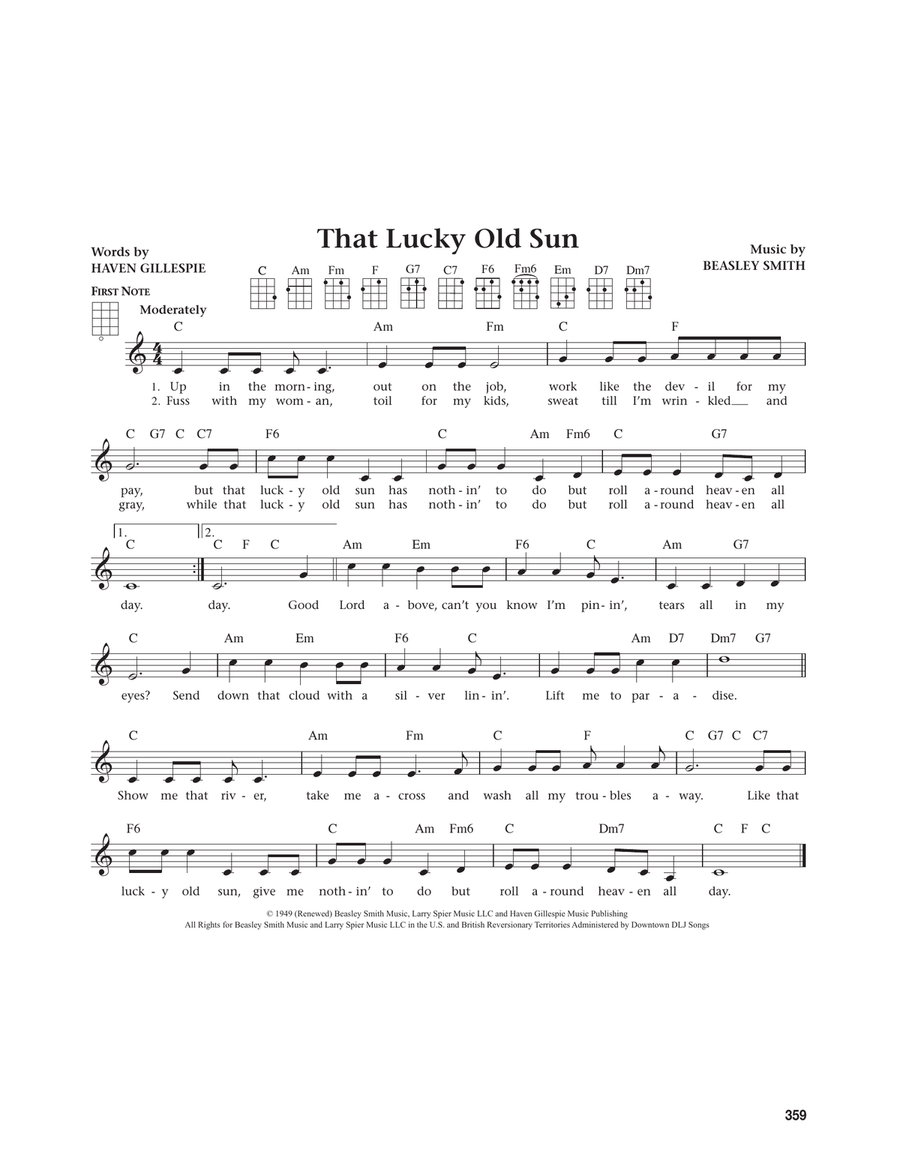 That Lucky Old Sun (from The Daily Ukulele) (arr. Jim Beloff) Ukulele scores gallery preview page 1