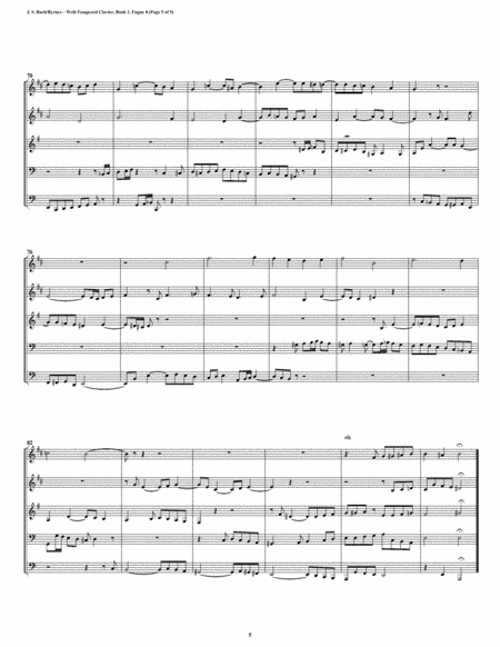 Fugue 08 from Well-Tempered Clavier, Book 1 (Brass Quintet) image number null