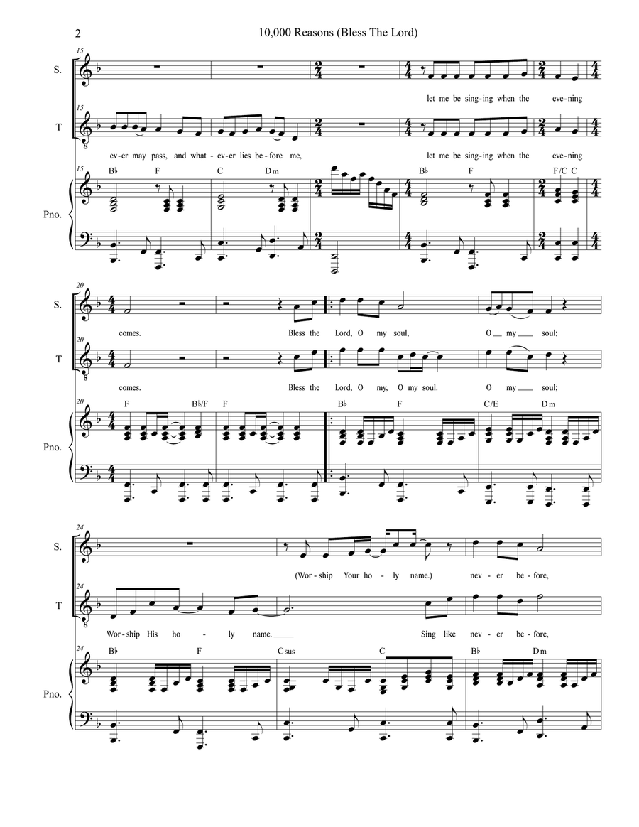 10,000 Reasons (Bless The Lord) Tenor Voice scores gallery preview page 2