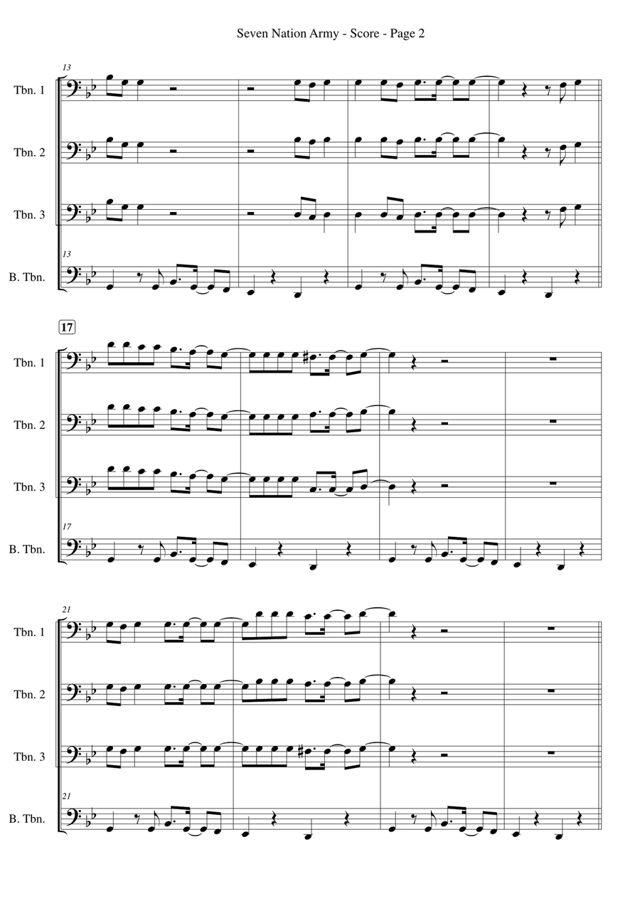 Seven Nation Army Brass Ensemble scores gallery preview page 2