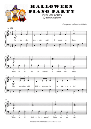 Halloween Piano Party (Piano Solo for Grade 2) 5-finger position on D