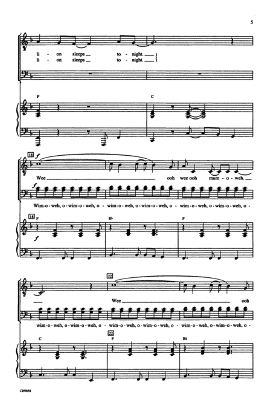 The Lion Sleeps Tonight The Lion Sleeps Tonight Men's Choir scores gallery preview page 4