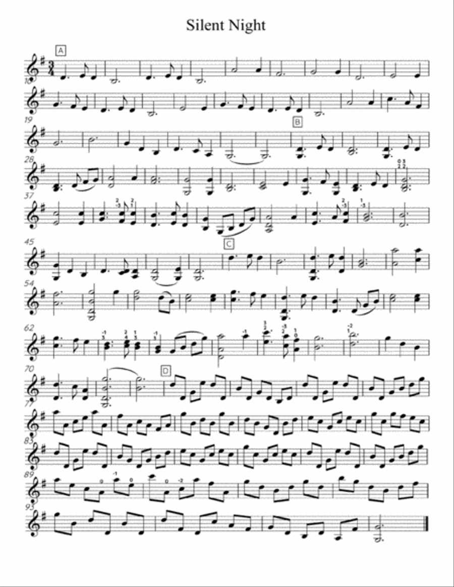 Silent Night - Solo Violin Violin Solo scores gallery preview page 1
