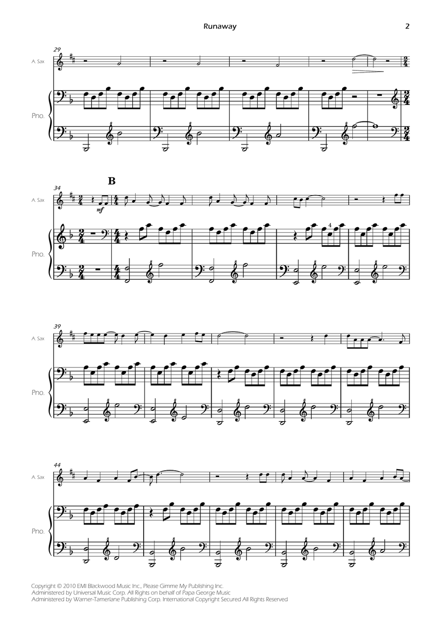 Runaway Alto Saxophone scores gallery preview page 4