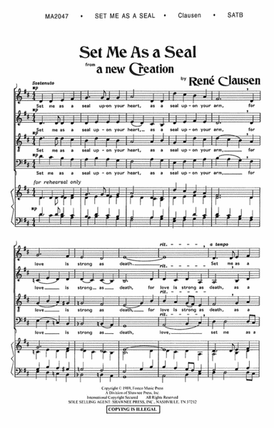 Set Me as a Seal by Rene Clausen Choir - Sheet Music