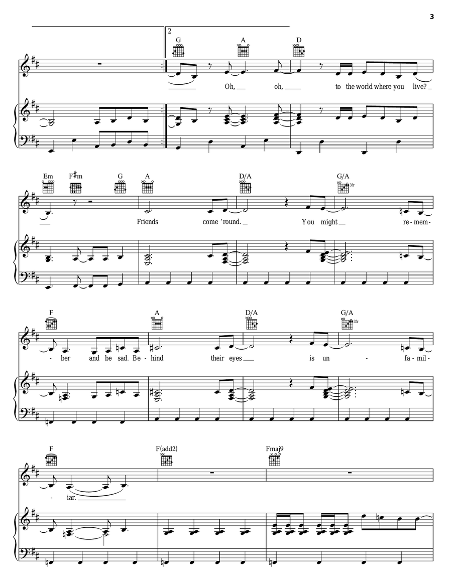 World Where You Live World Where You Live Piano, Vocal, Guitar scores gallery preview page 3