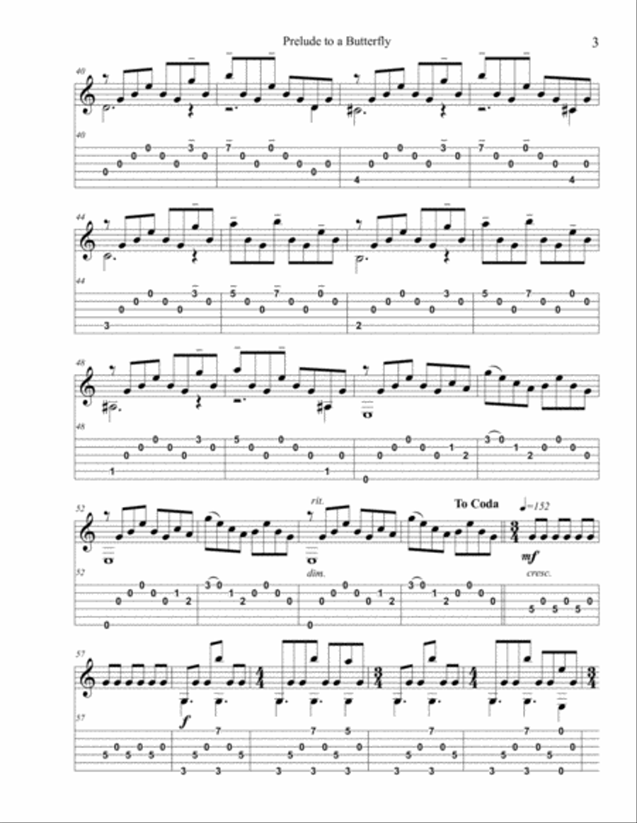 Prelude to a Butterfly Classical Guitar scores gallery preview page 3