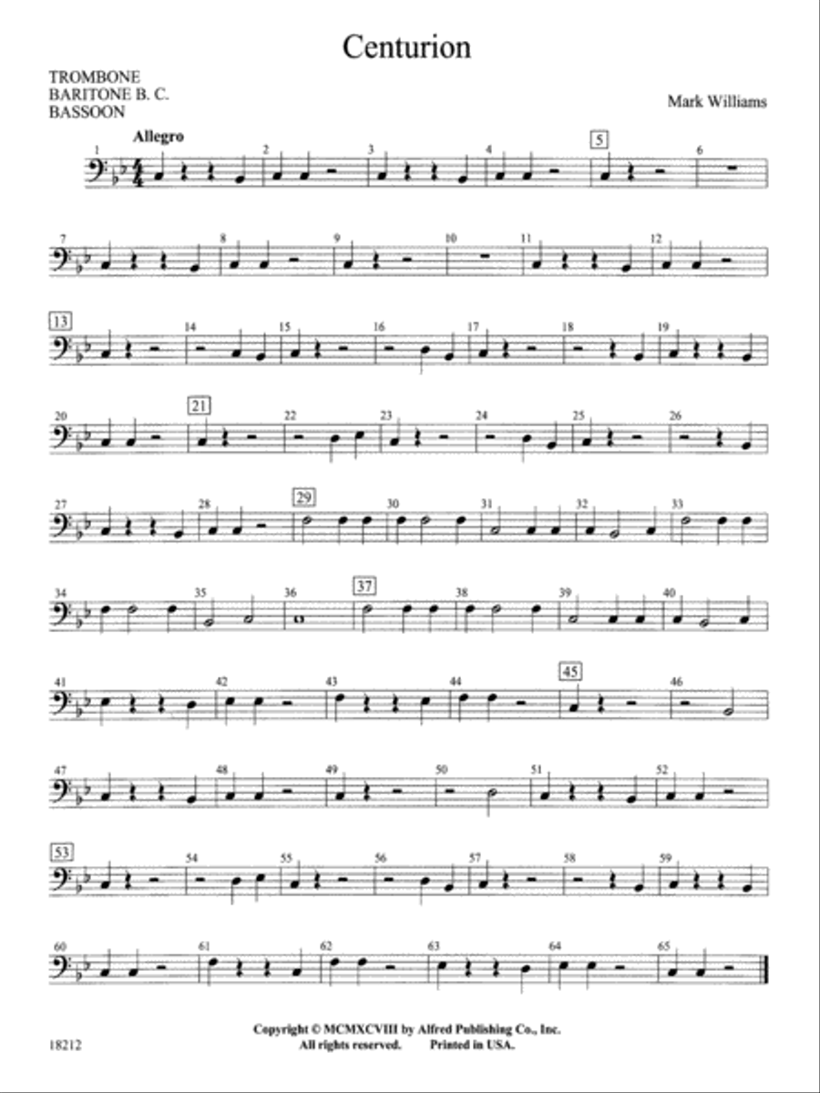 Centurion: 1st Trombone Concert Band scores gallery preview page 1