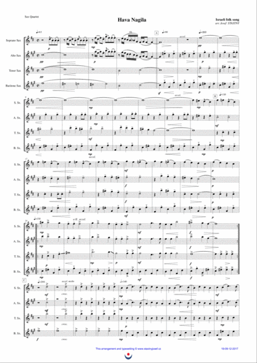 Hava Nagila Woodwind Quartet scores gallery preview page 1