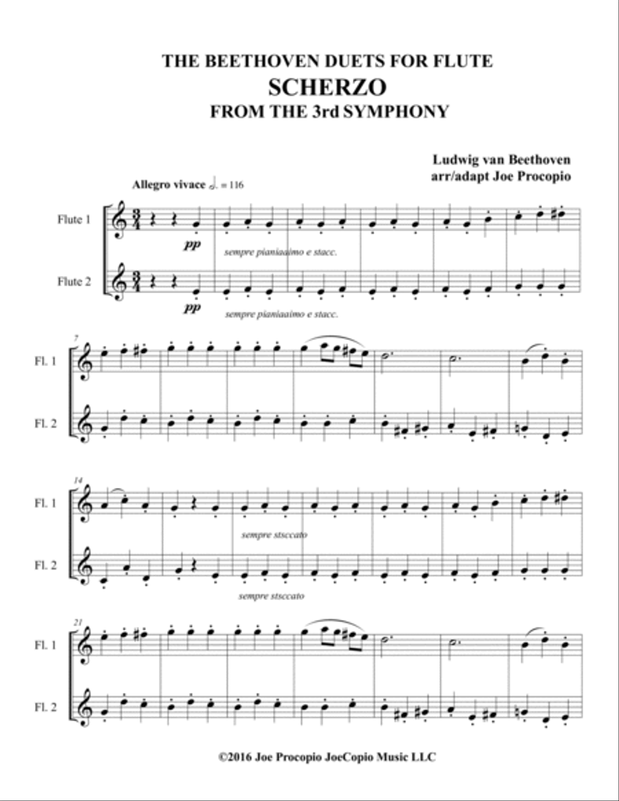 The Beethoven Duets For Flute Scherzo No. 3 Woodwind Duet scores gallery preview page 4