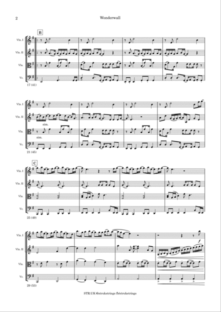 Wonderwall String Quartet scores gallery preview page 3