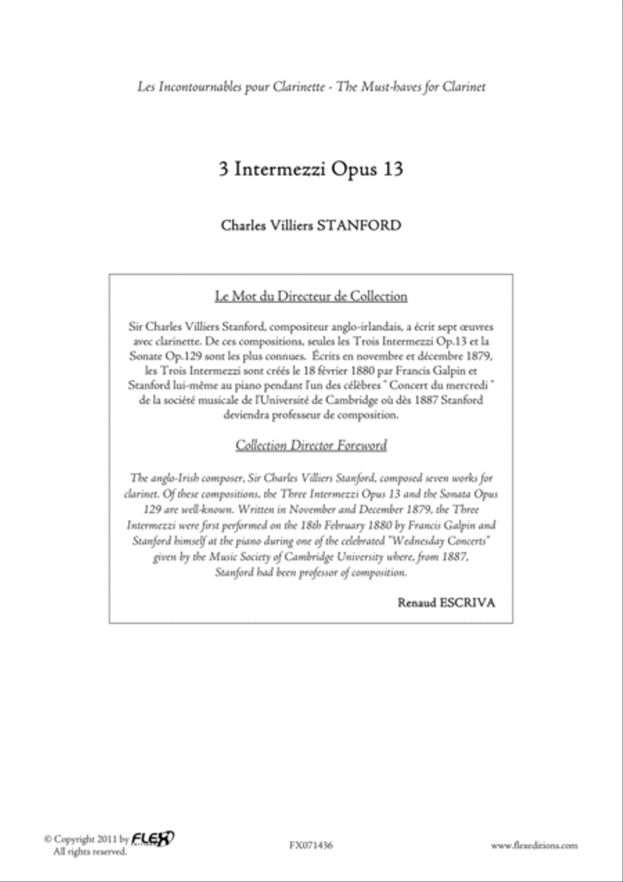 3 Intermezzi Opus 13 3 Intermezzi Opus 13 B-Flat Clarinet scores gallery preview page 2