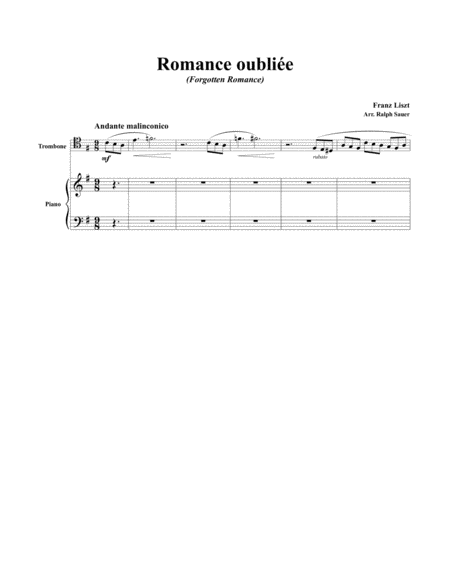 Romance oubliee (Forgotten Romance) for Trombone & Piano