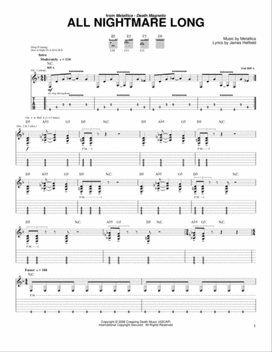 All Nightmare Long All Nightmare Long Acoustic Guitar scores gallery preview page 1