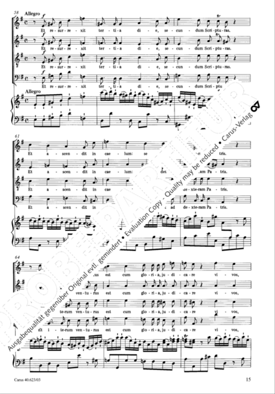Missa brevis in G major 4-Part scores gallery preview page 18