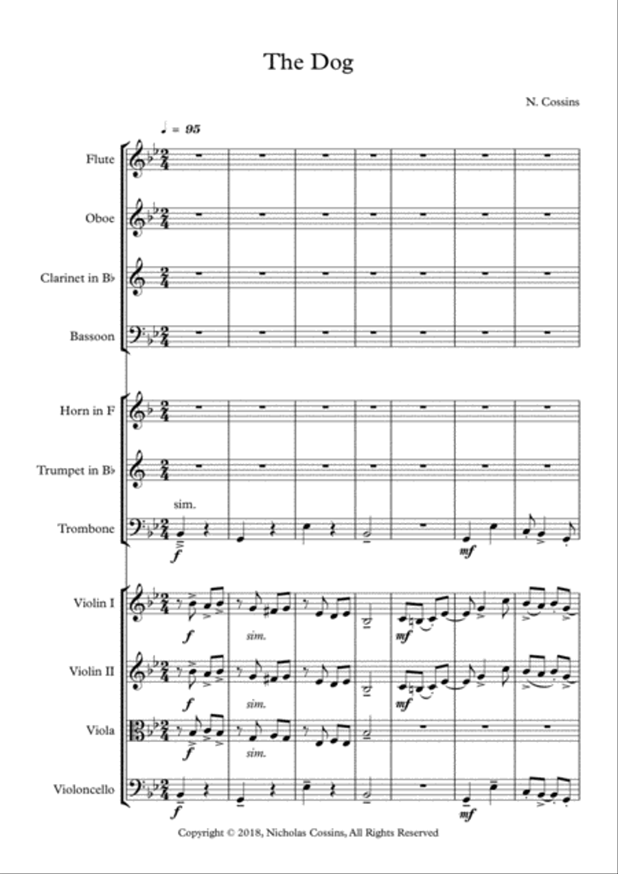 The Dog - N. Cossins (Original Orchestral Composition) Chamber Orchestra scores gallery preview page 2