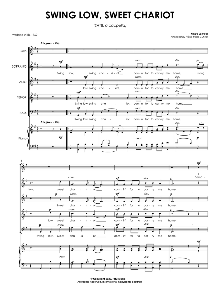 Swing low, sweet chariot for Choir SATB, a cappella 4-Part scores gallery preview page 3