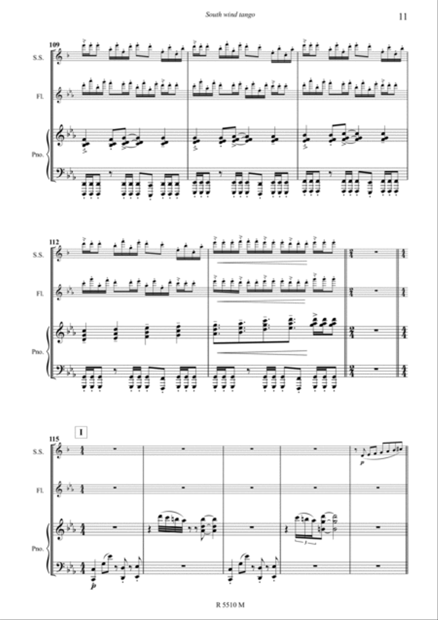 South wind tango pour soprano sax, flûte & piano Soprano Saxophone scores gallery preview page 12