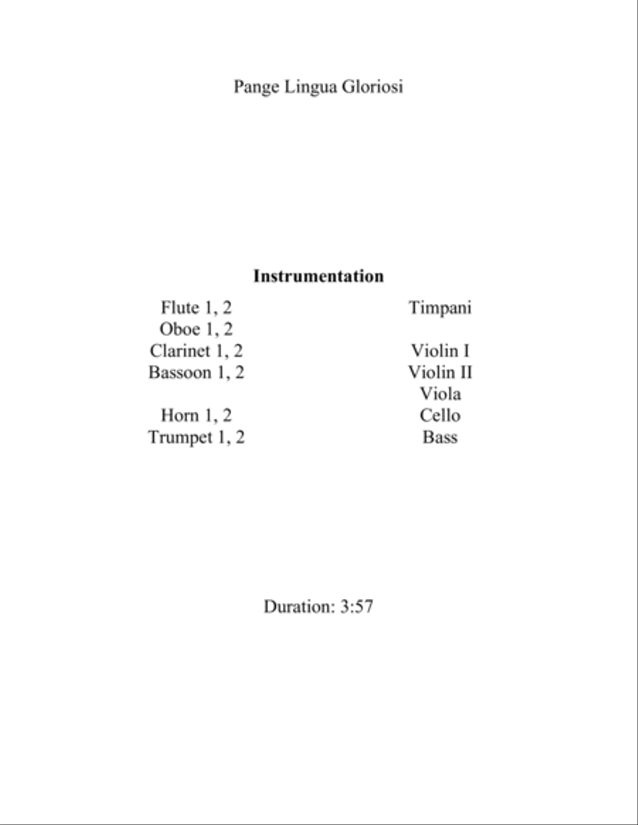 Pange Lingua Gloriosi Pange Lingua Gloriosi Full Orchestra scores gallery preview page 2