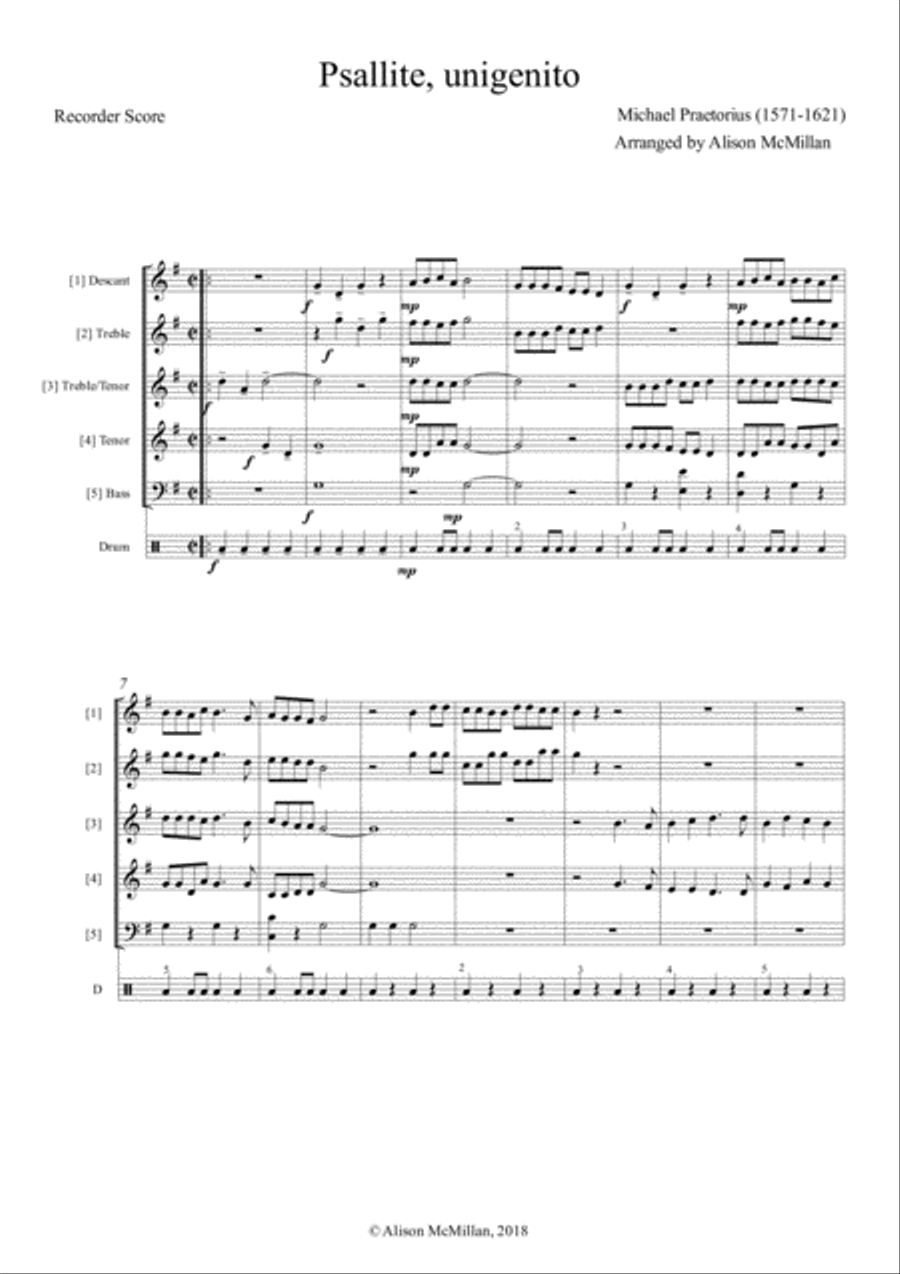 Psallite, unigenito Recorder scores gallery preview page 1