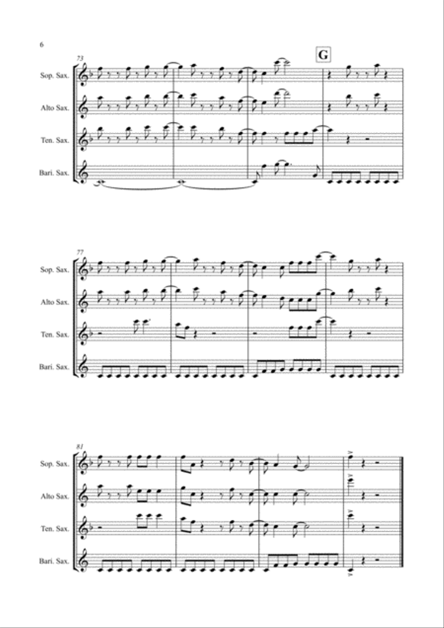 Jump Saxophone Quartet scores gallery preview page 6