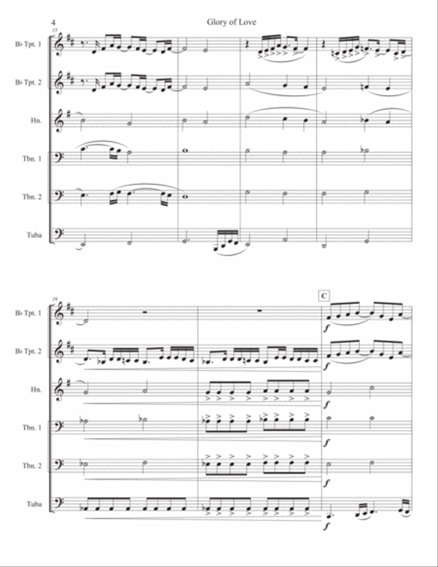 Glory Of Love Theme from KARATE KID PART II Brass Ensemble scores gallery preview page 4