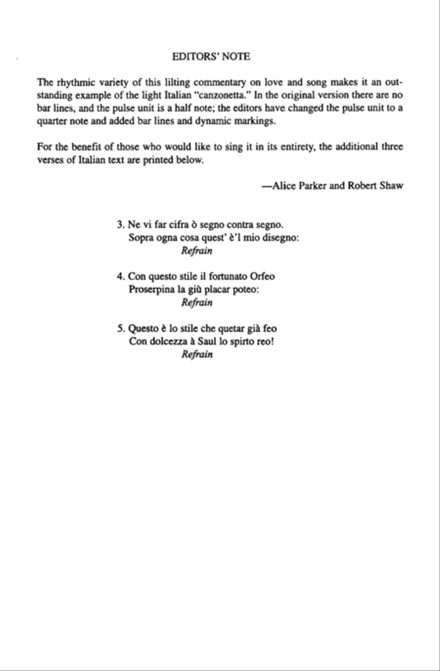 Fa Una Canzona (Sing Me a Song) Choir scores gallery preview page 1