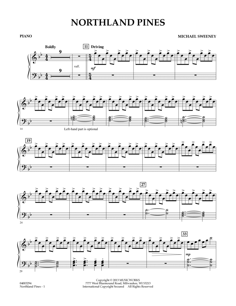 Northland Pines - Piano Northland Pines - Piano Concert Band scores gallery preview page 1